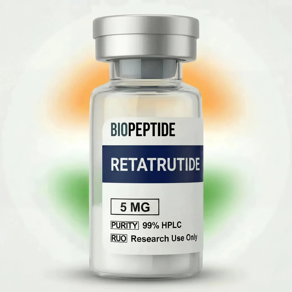 Retatrutide 5MG peptide from BioPeptide in a sealed vial