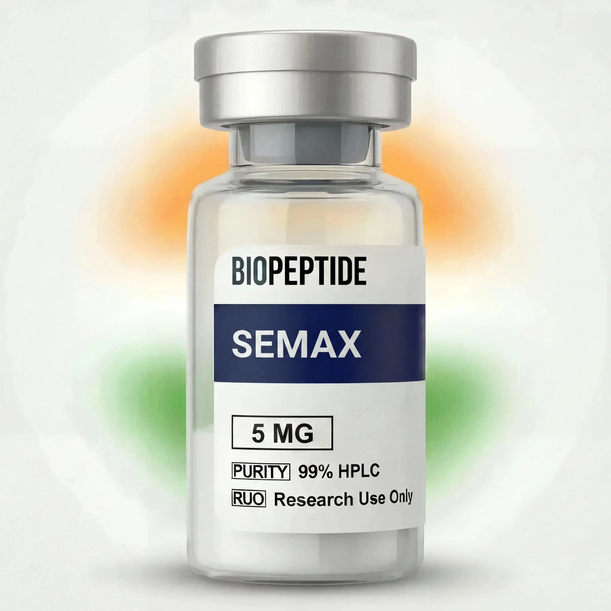 Semax 5MG Peptide in a secure glass vial for laboratory use